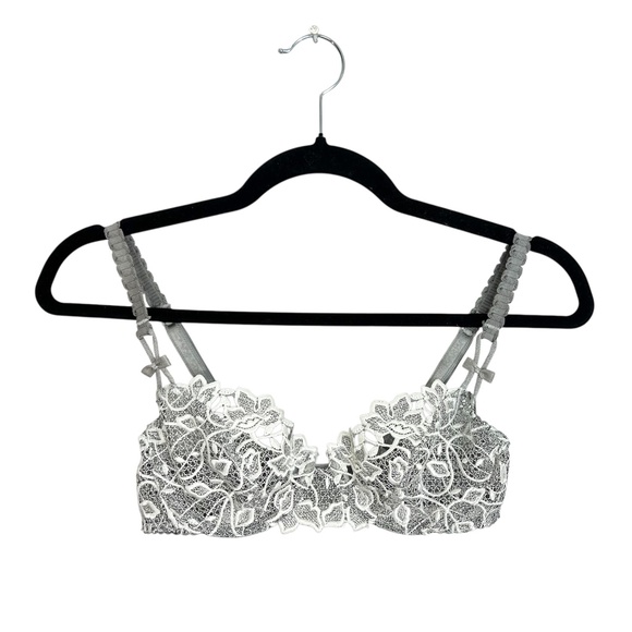 Barbara Paris grey white embroidered lace underwire bra 34 B - Picture 1 of 12
